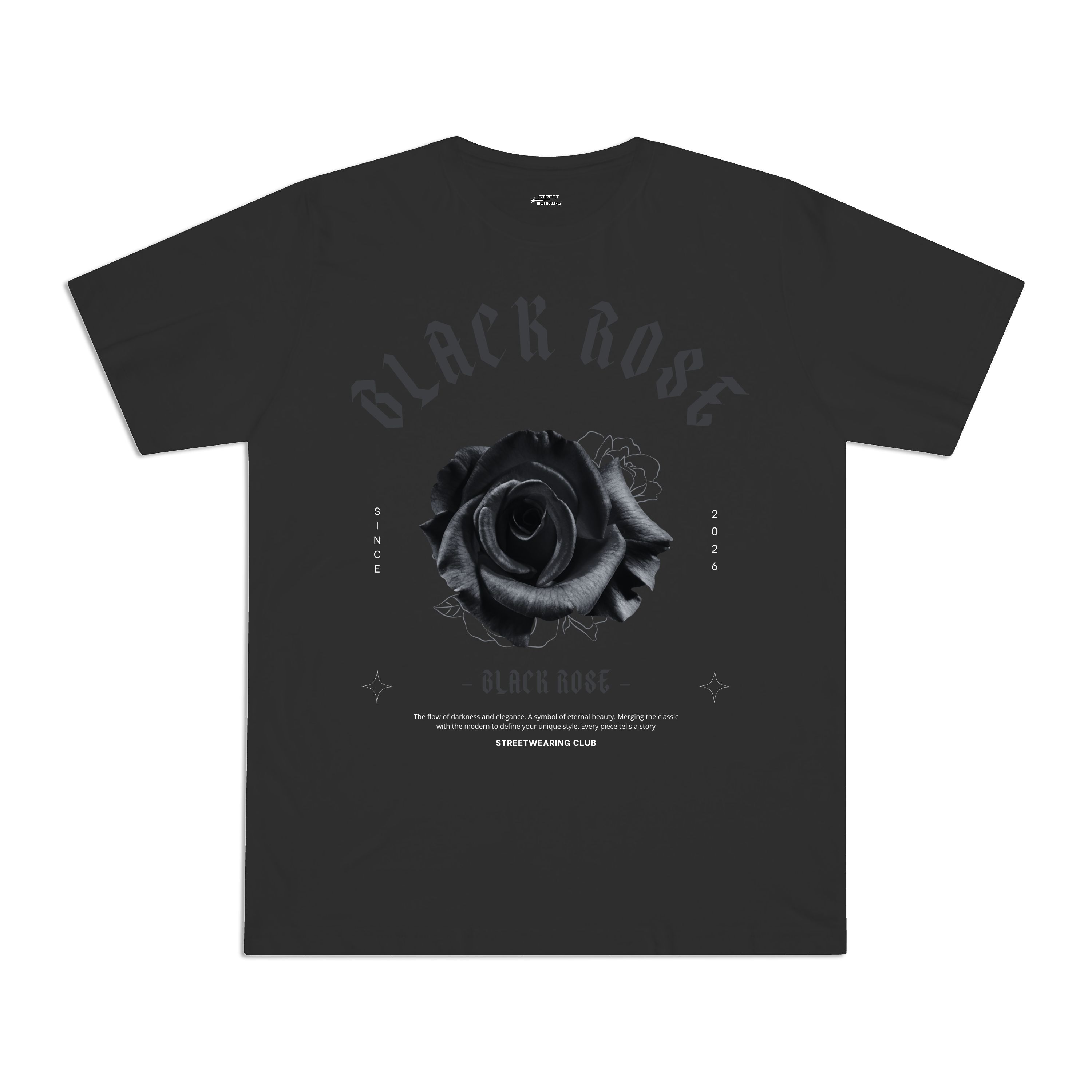 Áo unisex boxy Black Rose