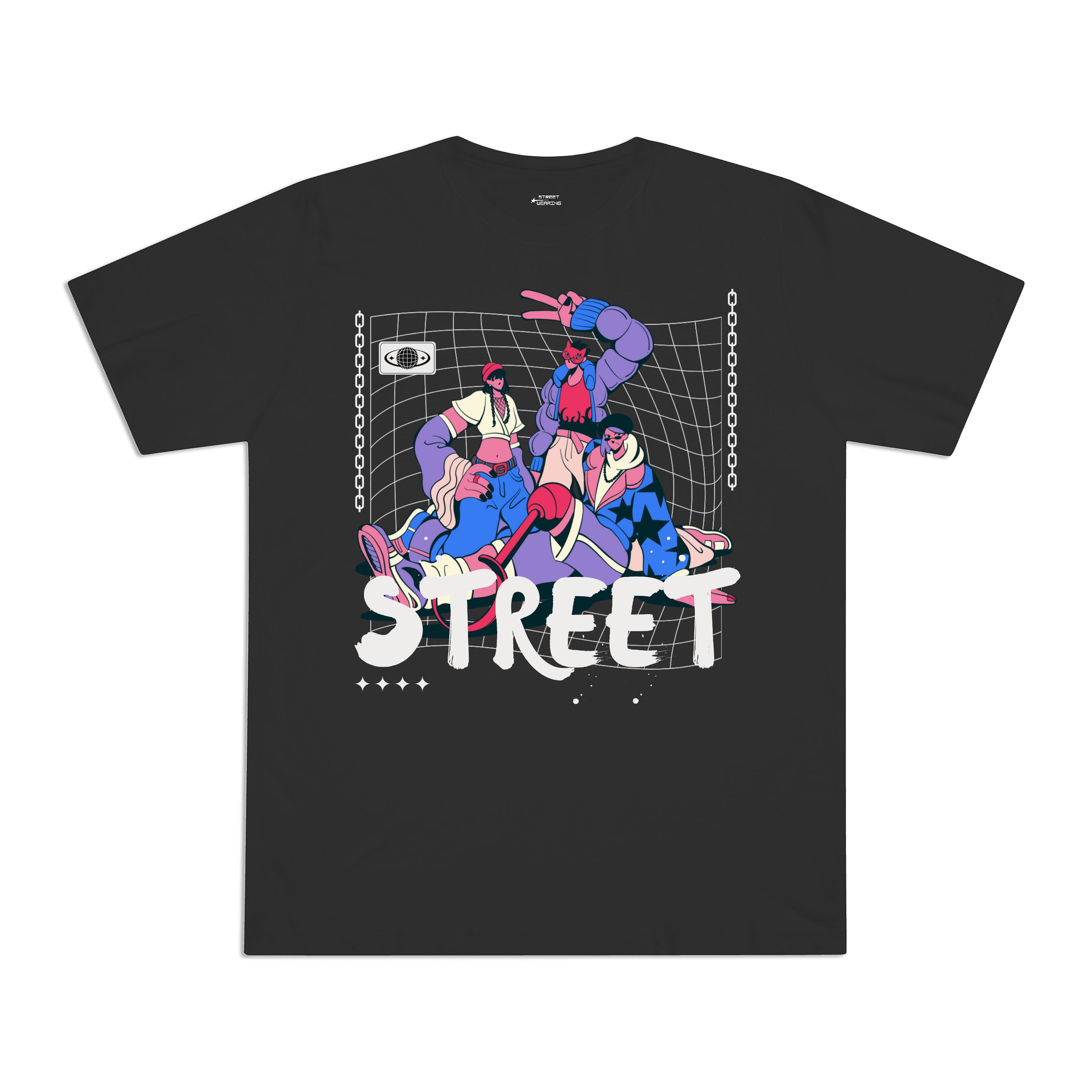 Áo unisex boxy Black and Gray Streetwear Street