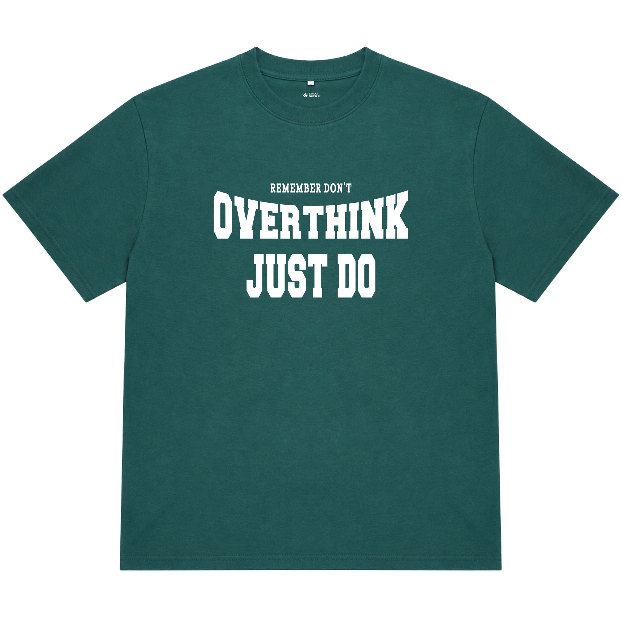 Áo thun oversize nam nữ in chữ Overthink Just Do, form rộng cotton 250GSM đứng form
