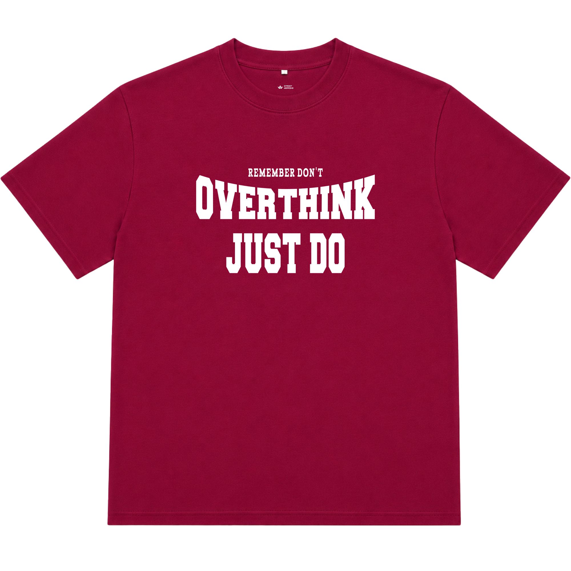 Áo thun oversize nam nữ in chữ Overthink Just Do, form rộng cotton 250GSM đứng form
