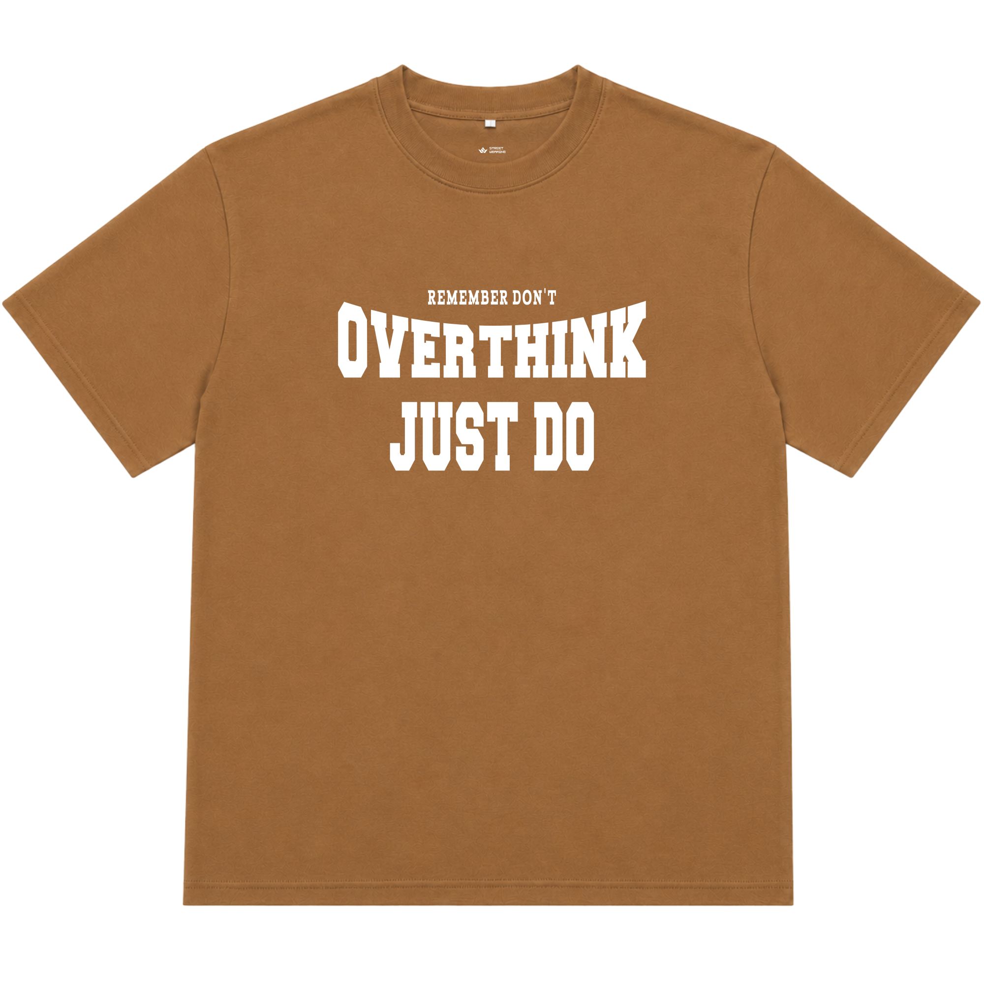 Áo thun oversize nam nữ in chữ Overthink Just Do, form rộng cotton 250GSM đứng form