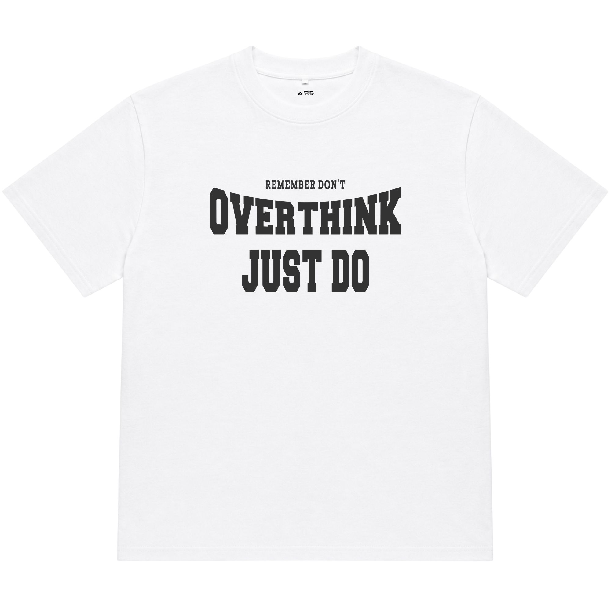 Áo thun oversize nam nữ in chữ Overthink Just Do, form rộng cotton 250GSM đứng form
