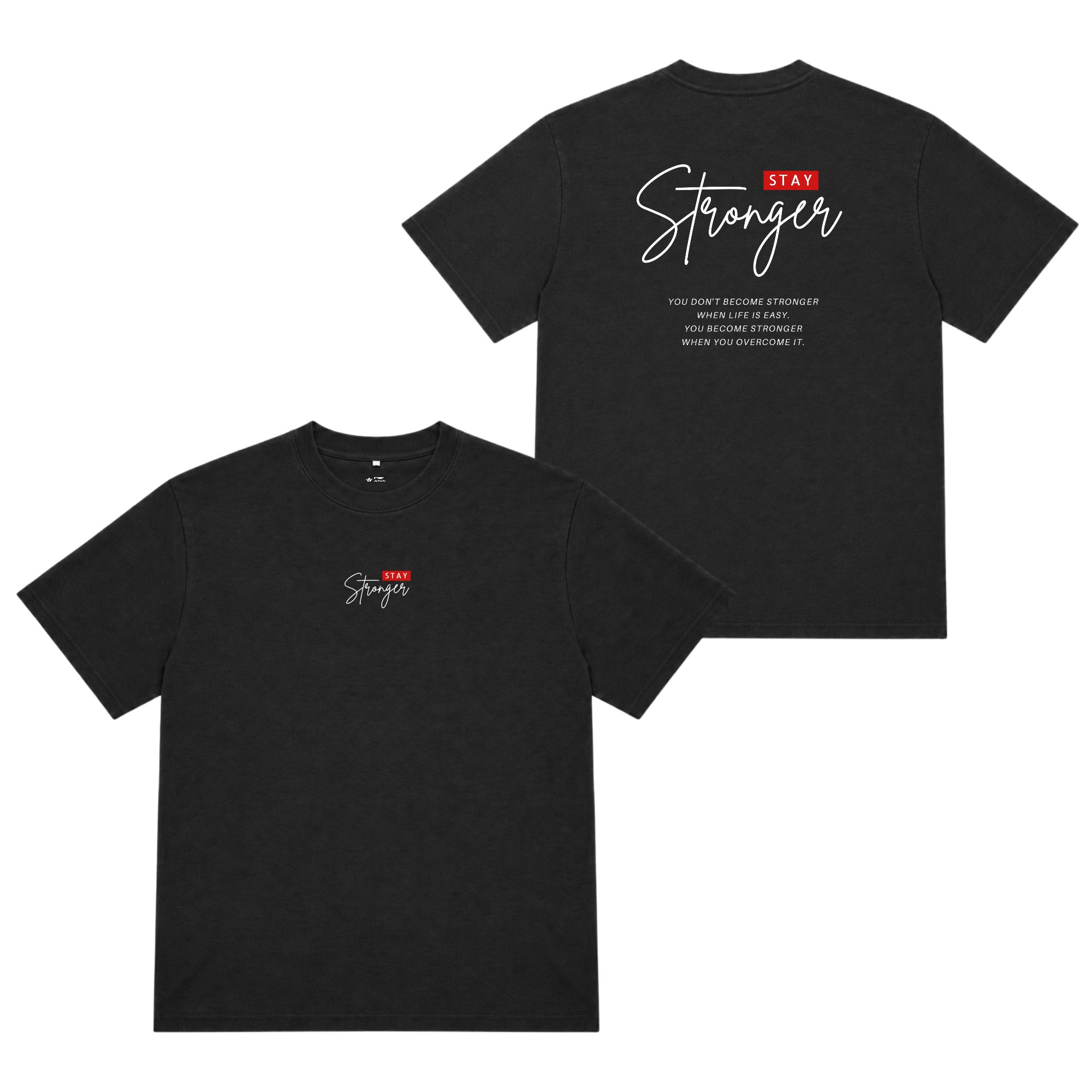Áo thun oversize nam nữ in chữ Stay Stronger form rộng cotton 250GSM đứng form