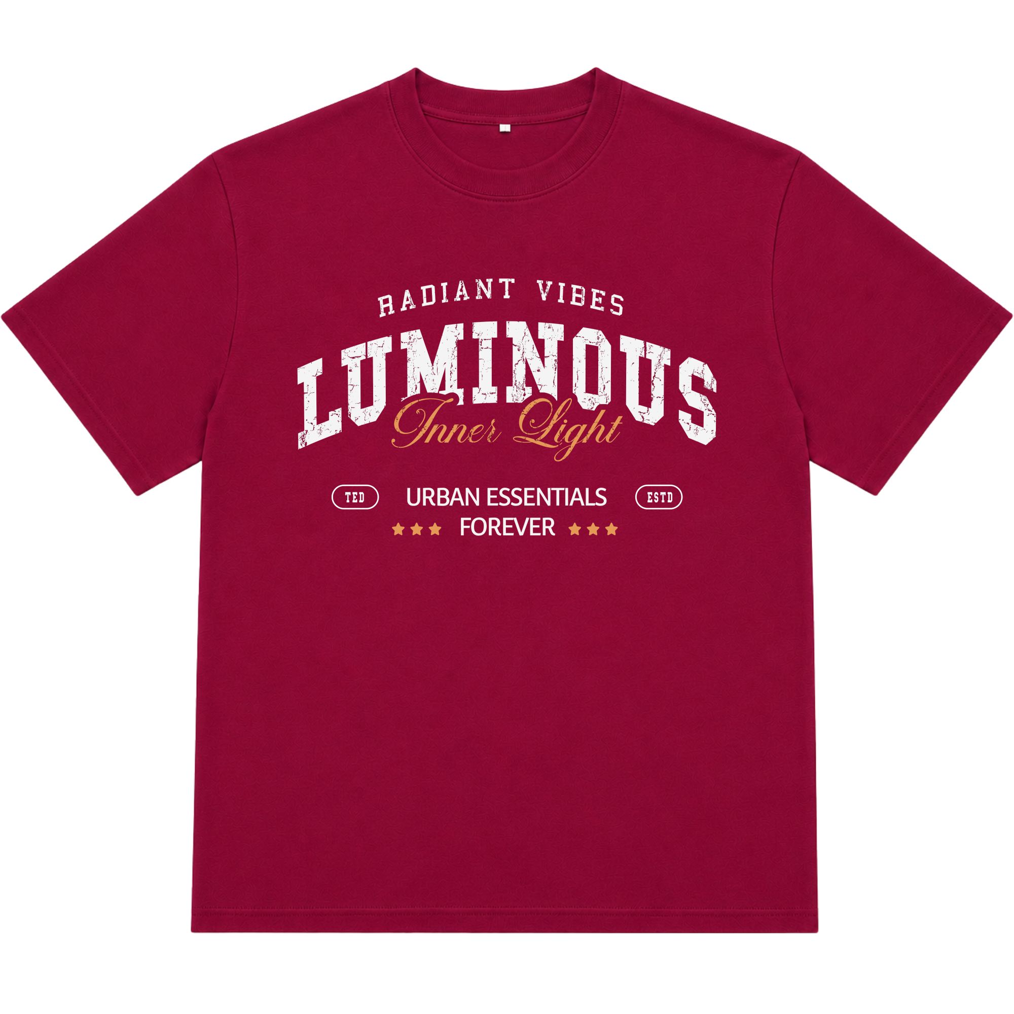 Áo thun oversize nam nữ in chữ Luminous form rộng cotton 250GSM đứng form