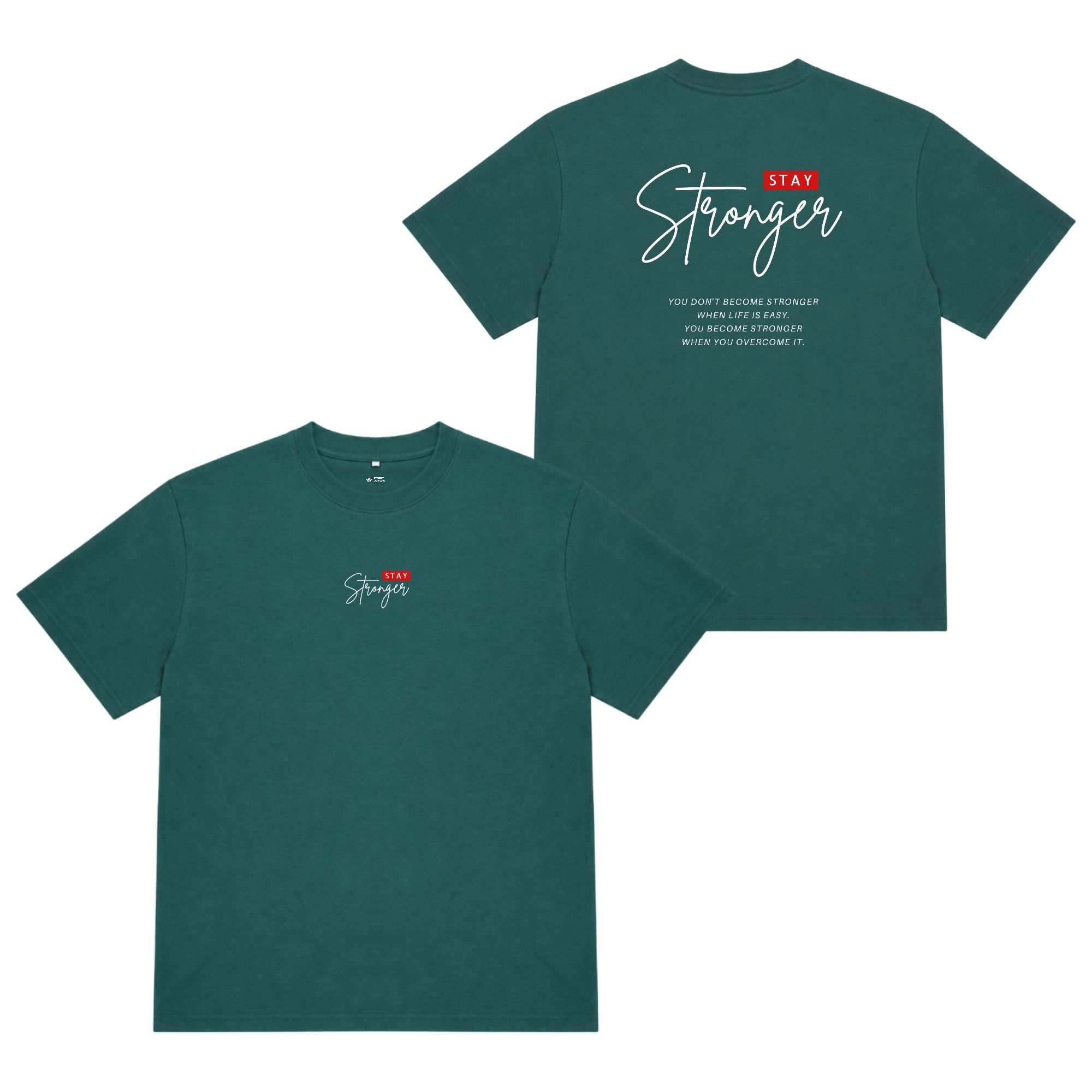 Áo thun oversize nam nữ in chữ Stay Stronger form rộng cotton 250GSM đứng form