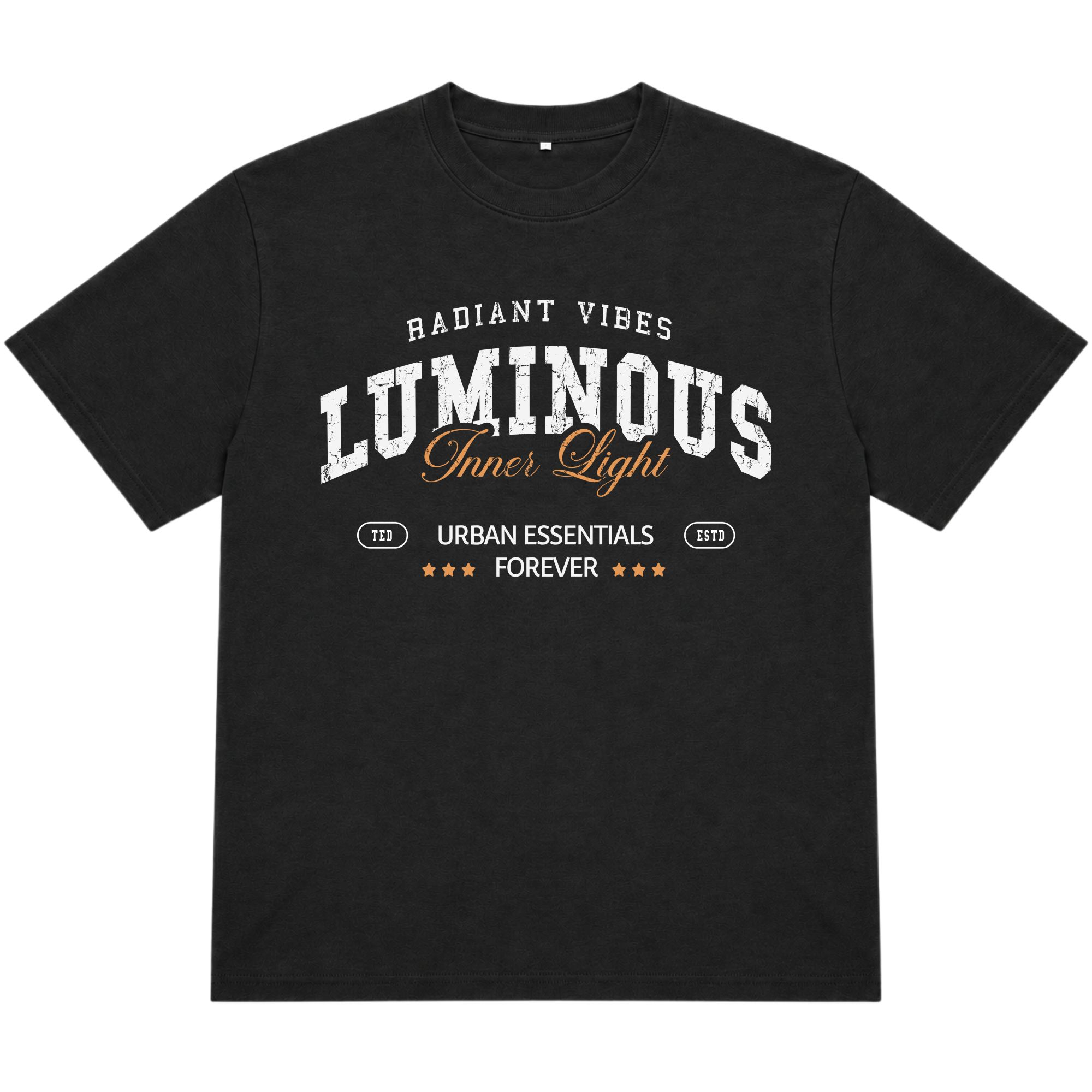 Áo thun oversize nam nữ in chữ Luminous form rộng cotton 250GSM đứng form