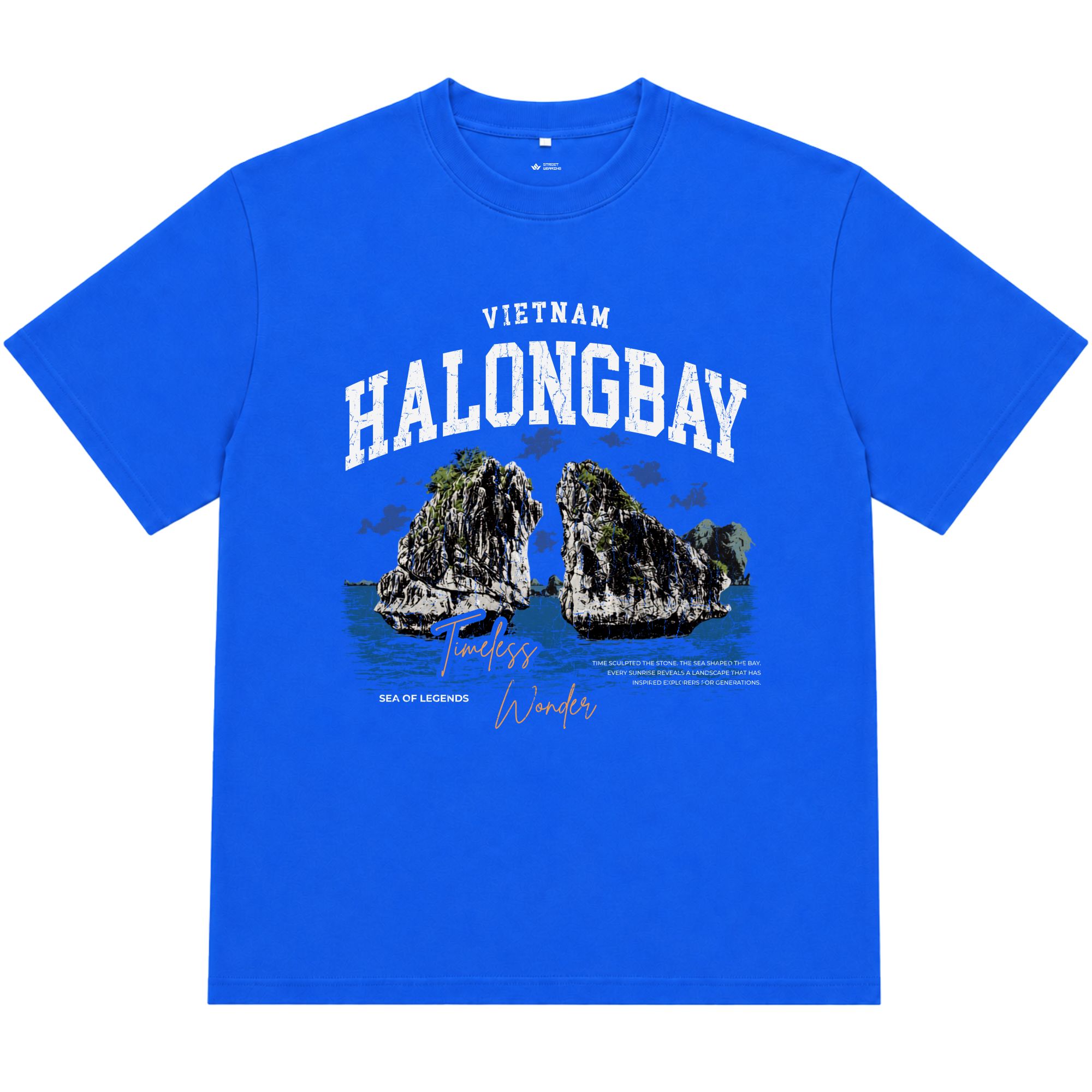 Áo thun oversize nam nữ in chữ HaLong Bay form rộng cotton 250GSM đứng form