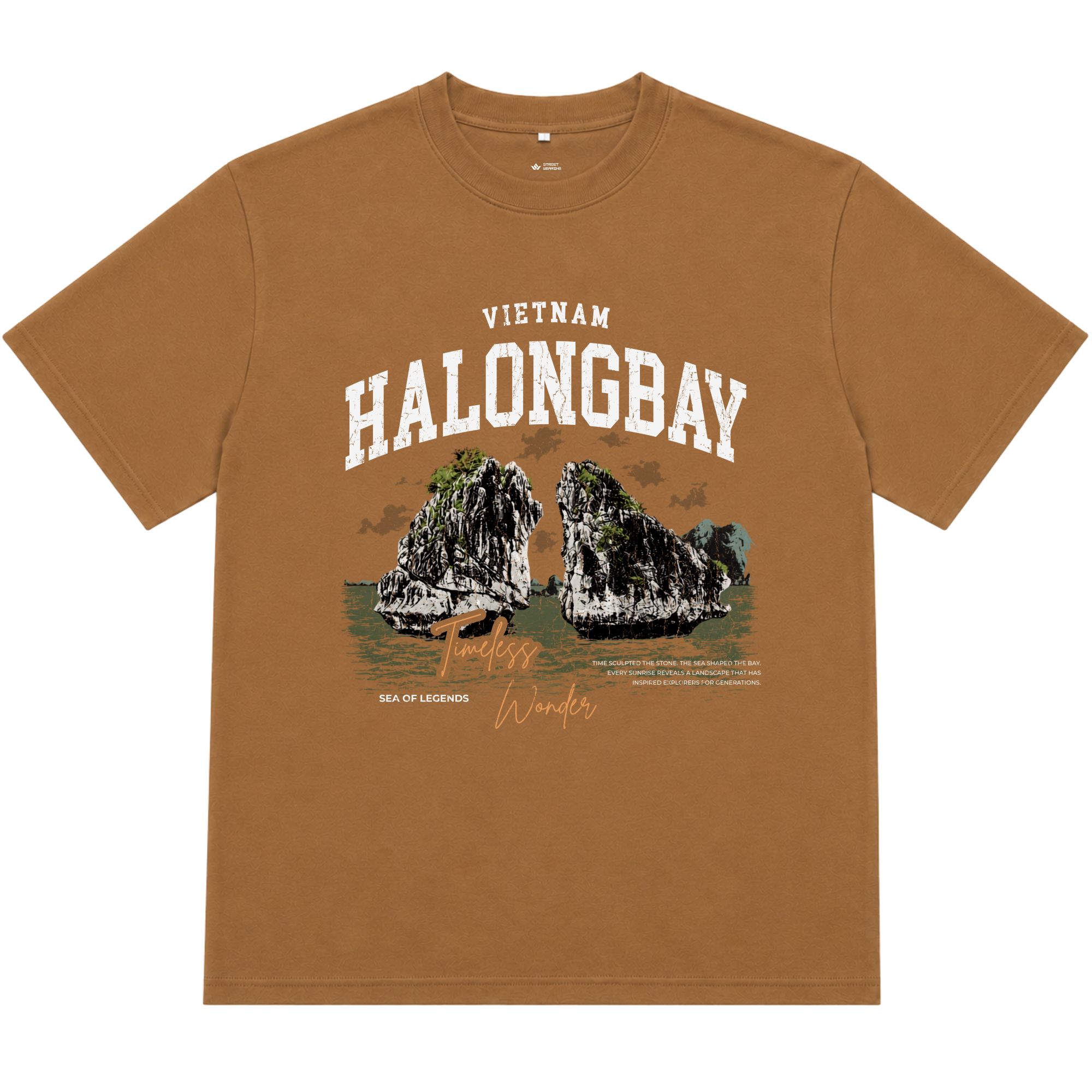 Áo thun oversize nam nữ in chữ HaLong Bay form rộng cotton 250GSM đứng form